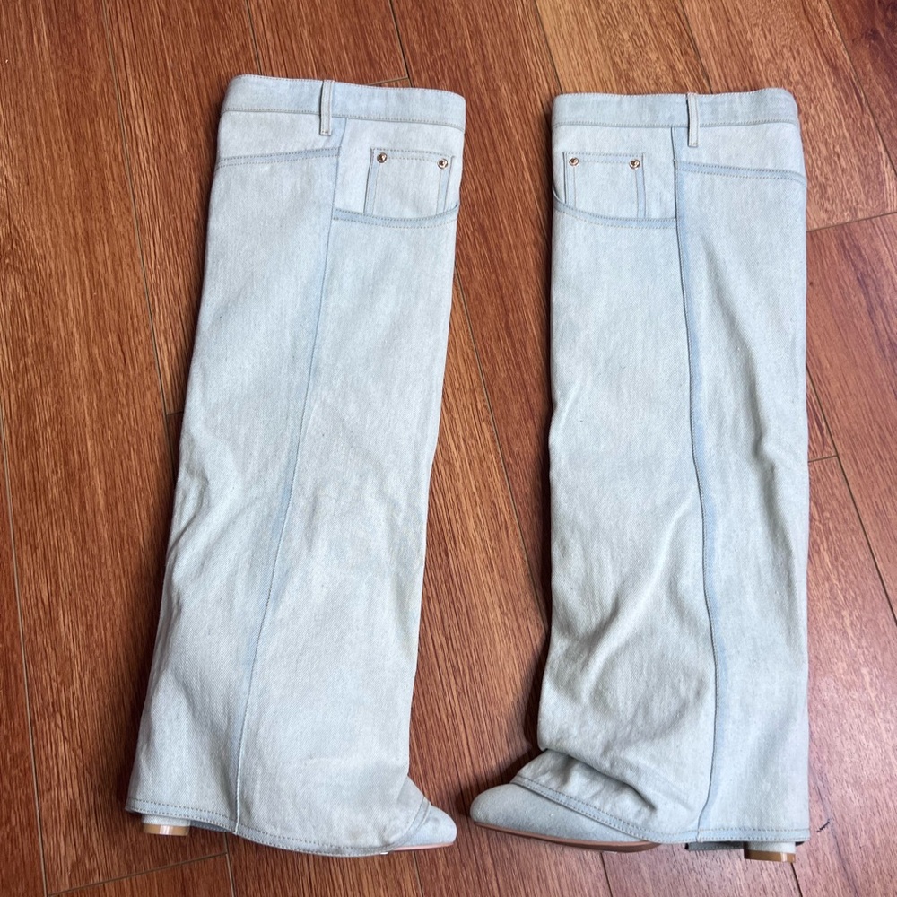 Denim jeans boots